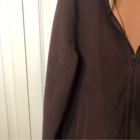 Old Navy Sherpa Collared Full Zip Fleece Coat Brown Tan Large - Picture 3 of 6